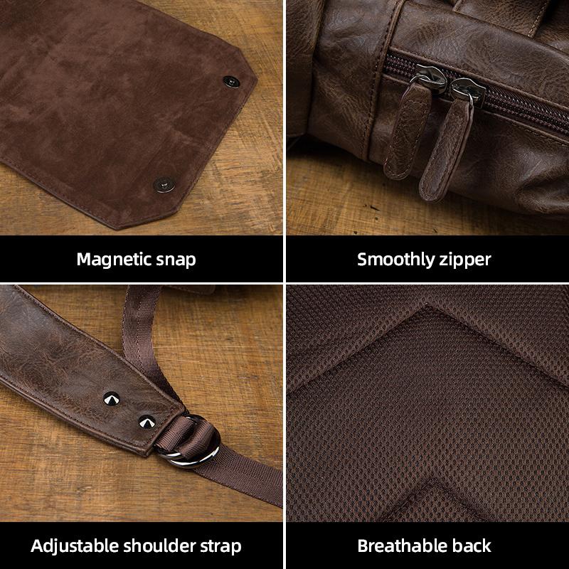 Handmade Cowhide Korean Backpack Men's Casual Trend School Bag College Style Personalized Leather Men's Bag