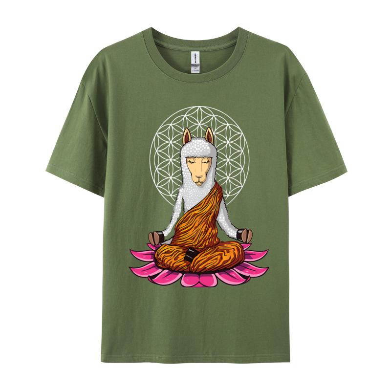 Llama Buddha Zen Yoga Alpaca Meditation TShirt T Shirts Funky Unisex T Shirt Leisure Cotton T Shirt Design