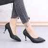 French high heels women's spring and autumn 2025 new popular stiletto single shoes pointed work shoes black professional leather shoes