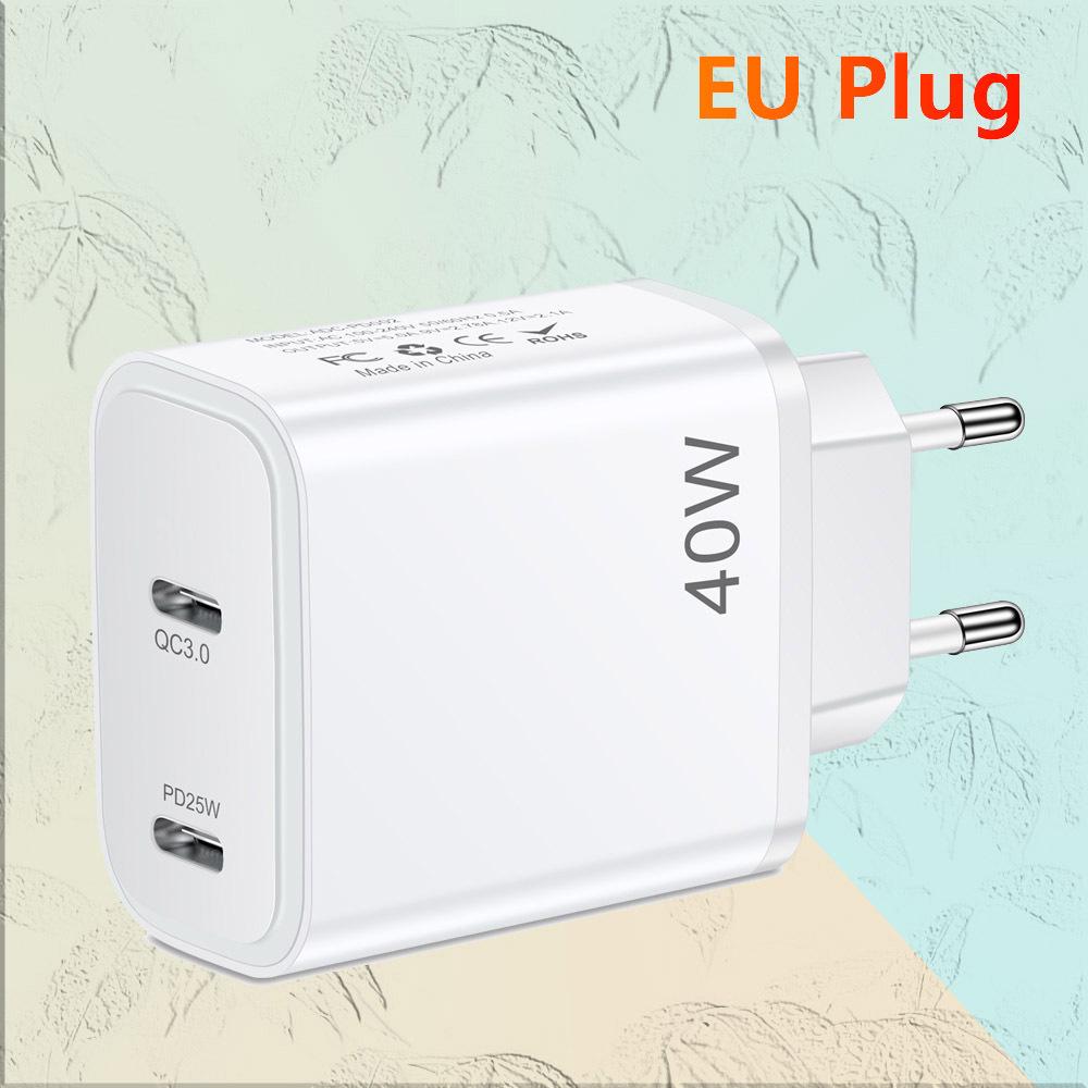 40W Dual PD Type-C Fast Charger for Mobile Phones - Travel-Friendly Charger Head