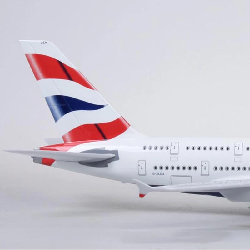 Airways 1:160 Scale Diecast Plane Model British A380 Model Airplane Collection with LED Light Touch or Sound Control for Gifting