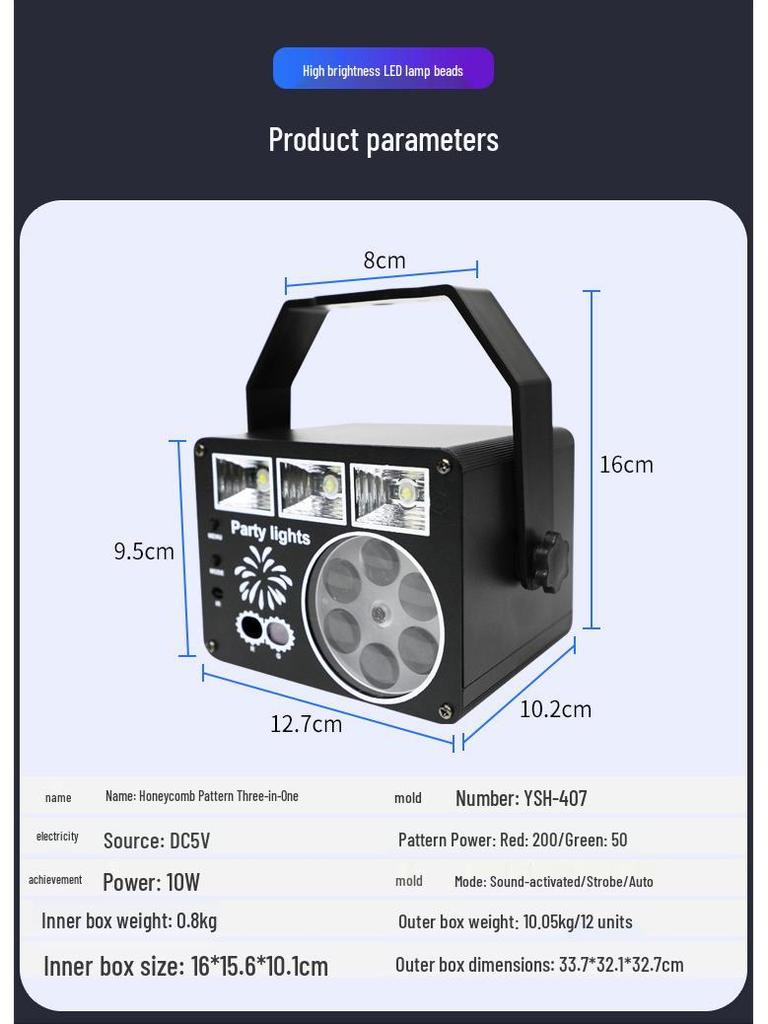 USB Outdoor String Lights: KTV Disco Sound-Controlled Rotating Stage Lights