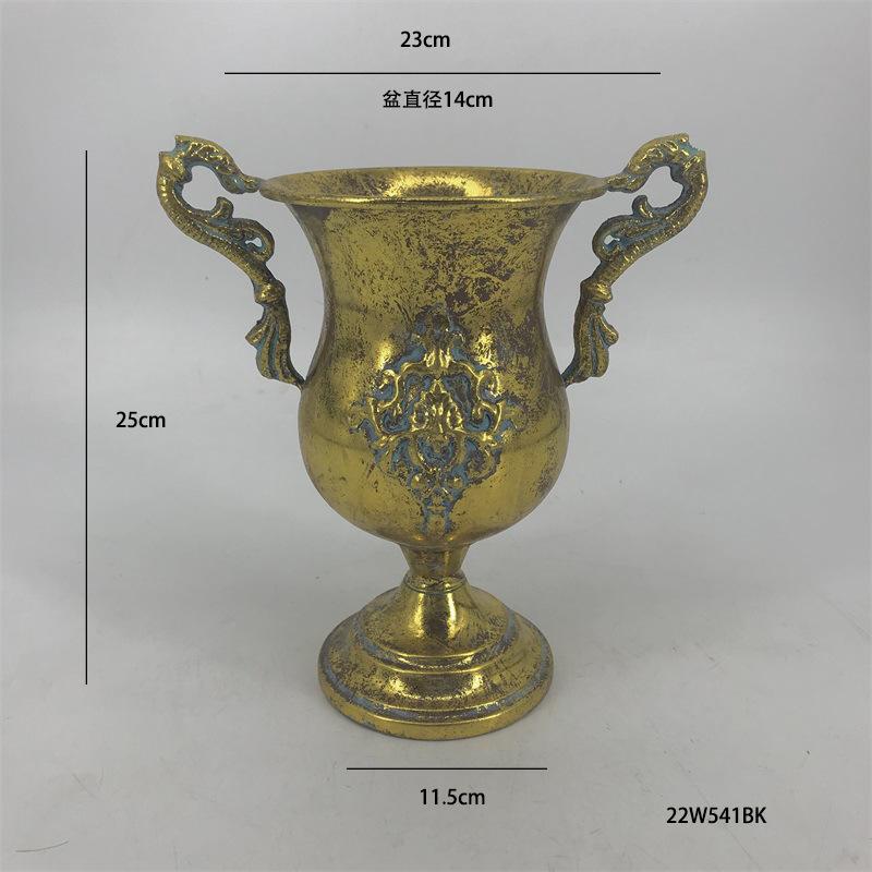 Classical Retro Iron High Footed Cup Flower Set Retro Vintage Metal Home Decoration Flowerpot European Wedding Vase Ornaments
