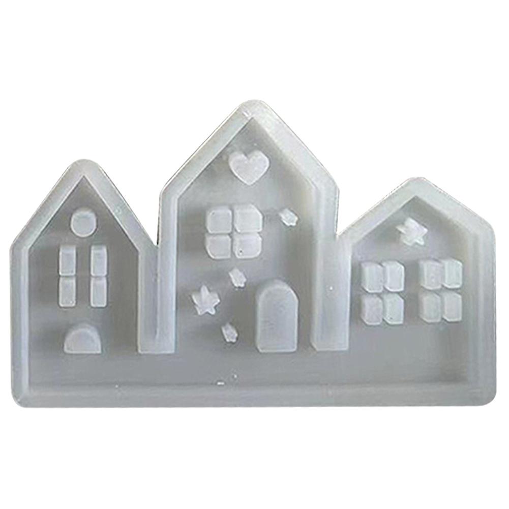 Silicone House 3D Moulds Reusable House Handicraft Mold Ornament Versatile House Shaped Candlestick Mould for Table Decoration