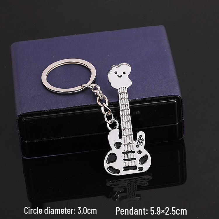 European & American Rock Guitar Keychain: Hip Hop Drip Oil Alloy Pendant Charm for Women's Bags