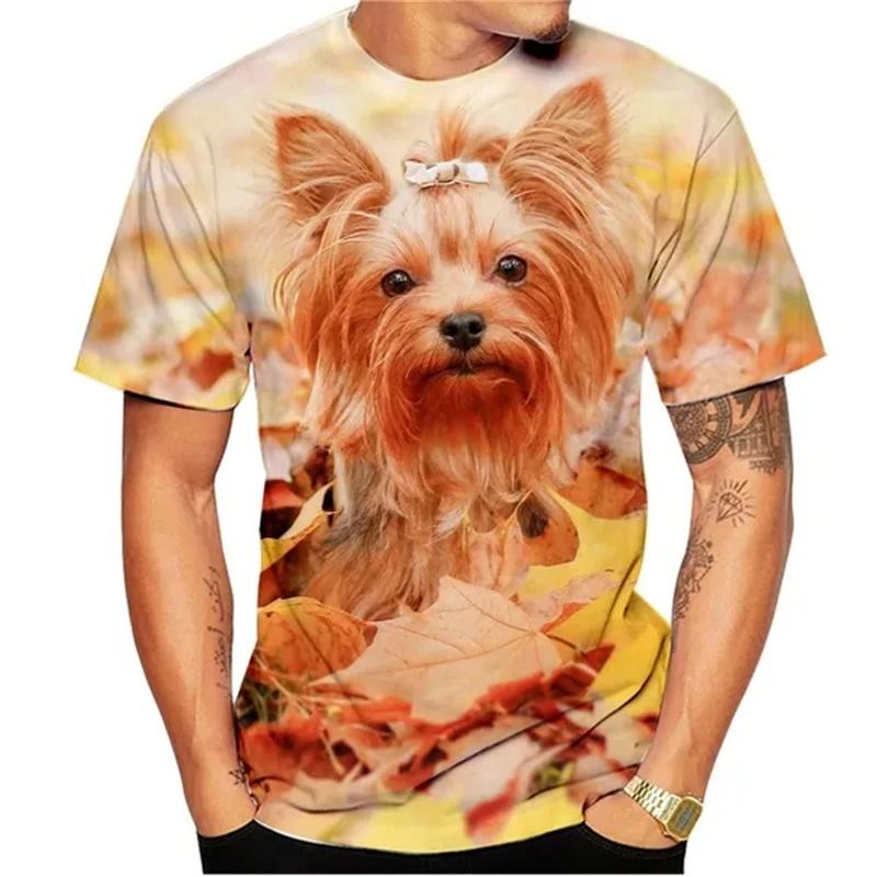 Yorkshire Terrier Pet Dog 3D Print T-Shirts Streetwear Men Women Fashion Short Sleeve T Shirt O-Neck Kids Tees Tops Clothing