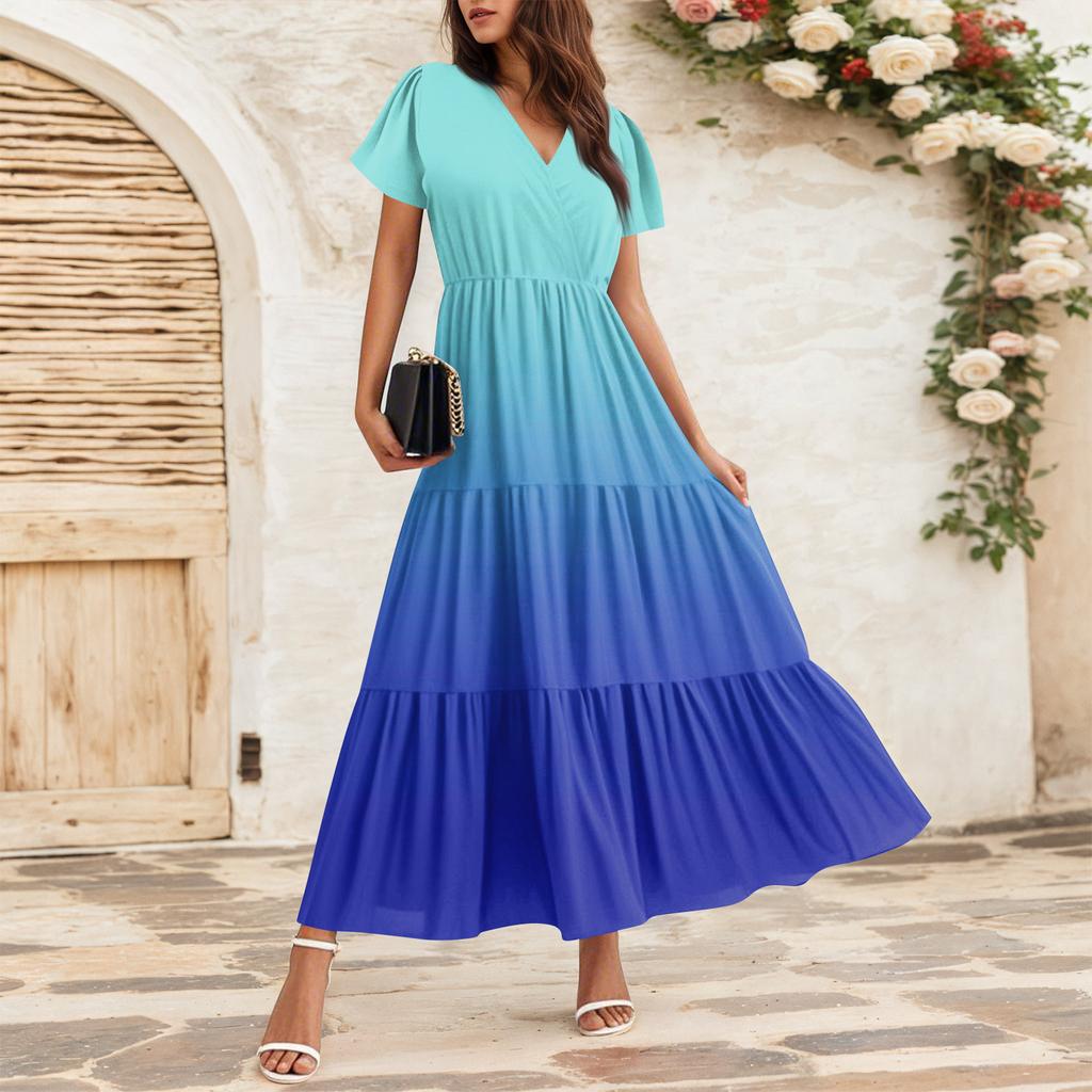 Women's Flowy Dresses Women's Summer Dresses Casual Short Sleeve Maxi Dresses Formal Maxi Dresses