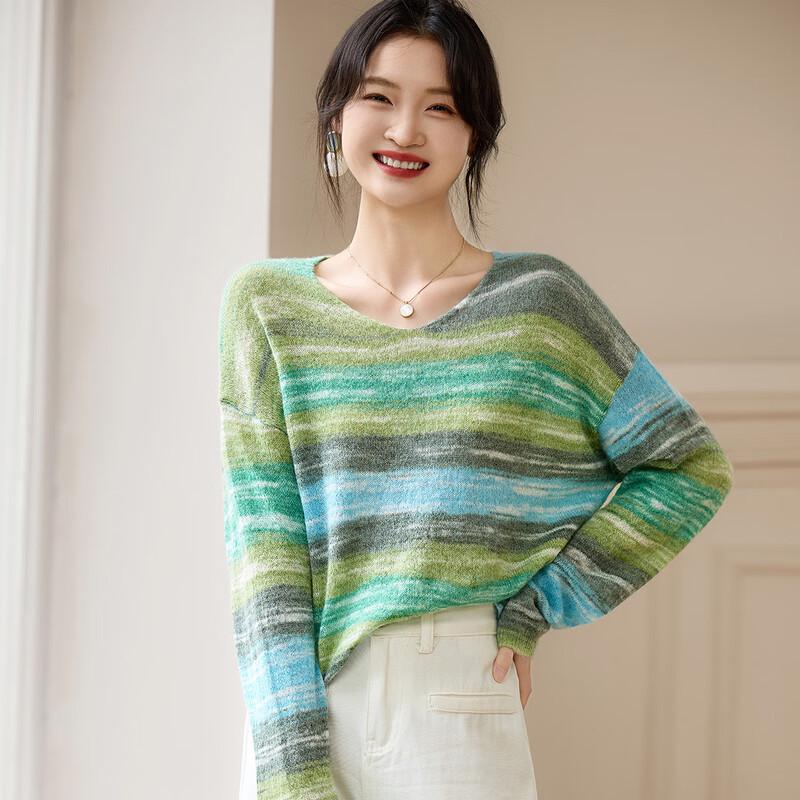 

Женский вязаный свитер Srcr из смесовой шерсти с цветными блоками One Size