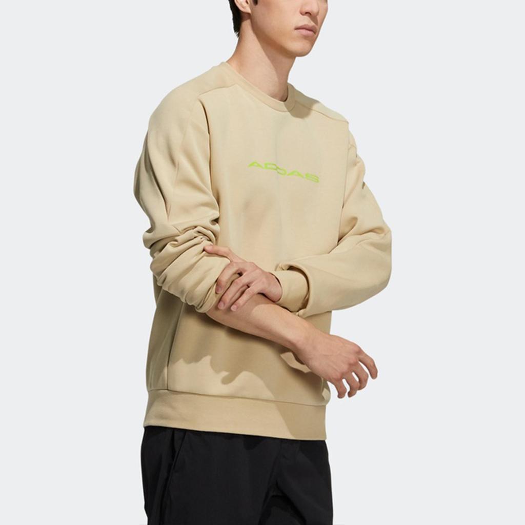 adidas Essentials Series Logo Print Pullover Hoodie Casual Sweat Top Men Khaki H39278
