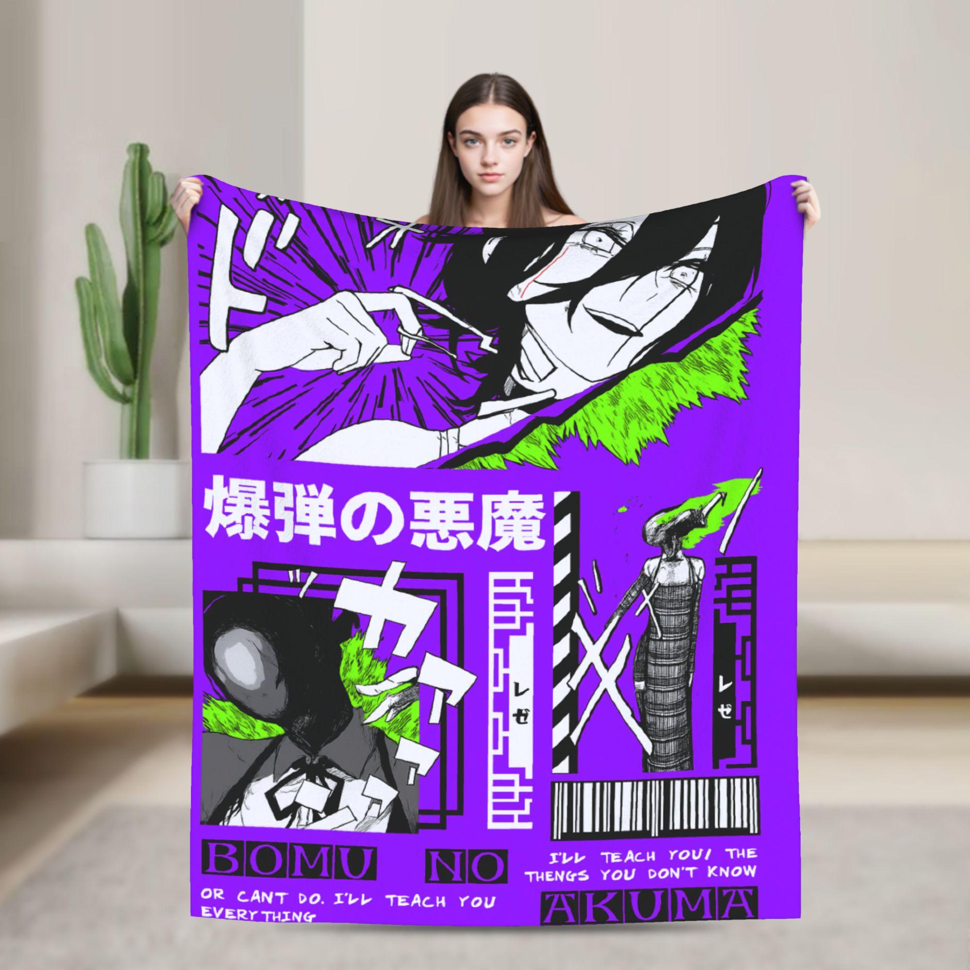 

Warm Blanket Travel Office Chainsaw Man Reze Bedding Throws Flannel Bedspread For Bedroom Print Sofa Bed Cover 130x150cm