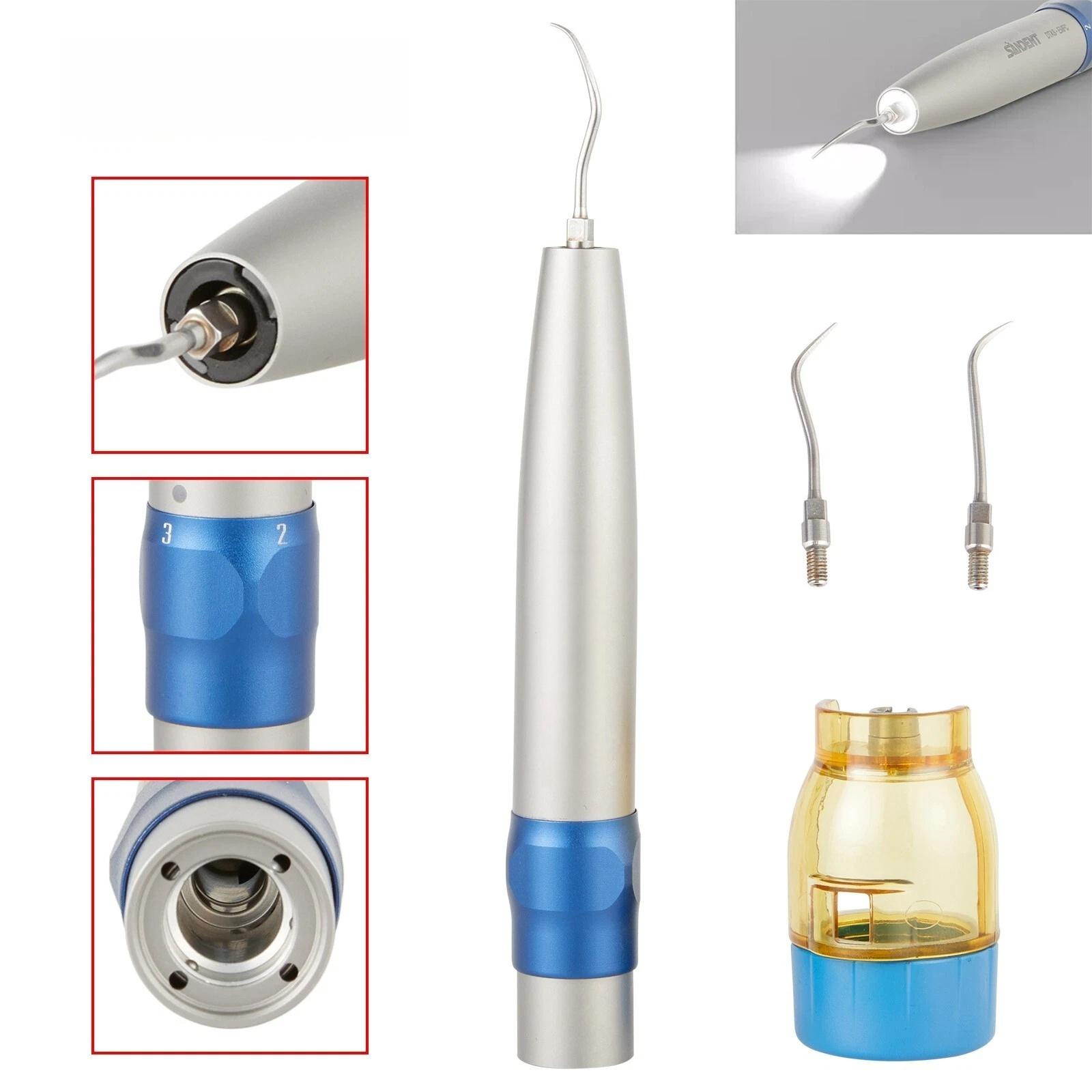 

Dental Sonic Air Scaler Hygienist Fiber Optic Air Scaler with LED Light Sonic L Handpiece SONICflex Type with 3Tips серебряный