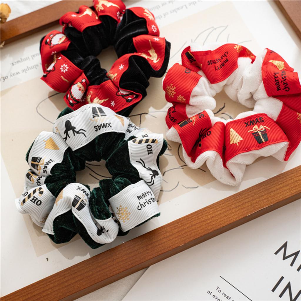 Christmas Ribbon Velvet Elastic Hair Ties for Women and Girls