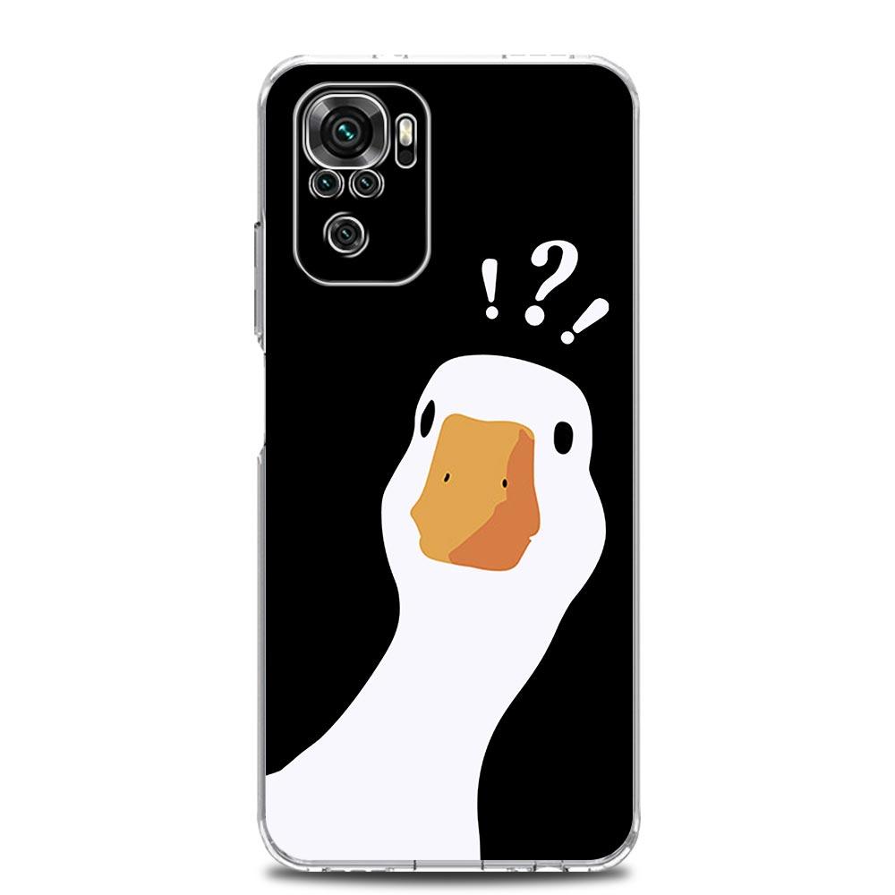 Cartoon Doubt Duck Clear Phone Case For Xiaomi Redmi Note 12 5G 9S 9 8 10 11 Pro+ 9T 8T 10C 9C 9A 7 Pro Soft Silicone Back Cover