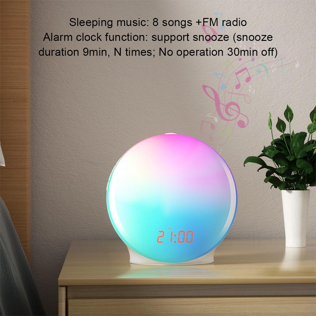 Multifunction Wake Up Light Sunrise Alarm Clock Sunrise/Sunset Simulation Digital Clock with Night Light FM Radio Desk Clocks