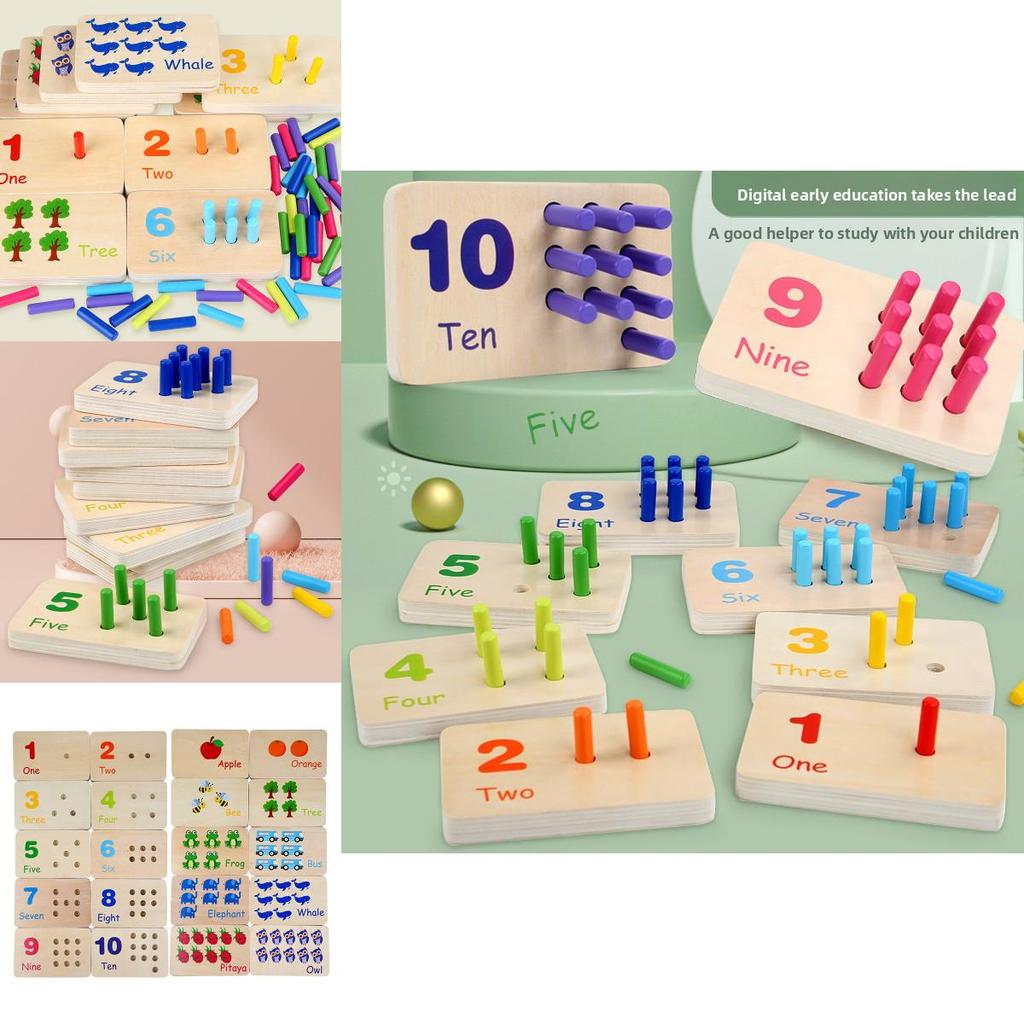 Wooden Montessori Math Learning Stick Color Recognition Matching Board Educational Toy For Early Childhood