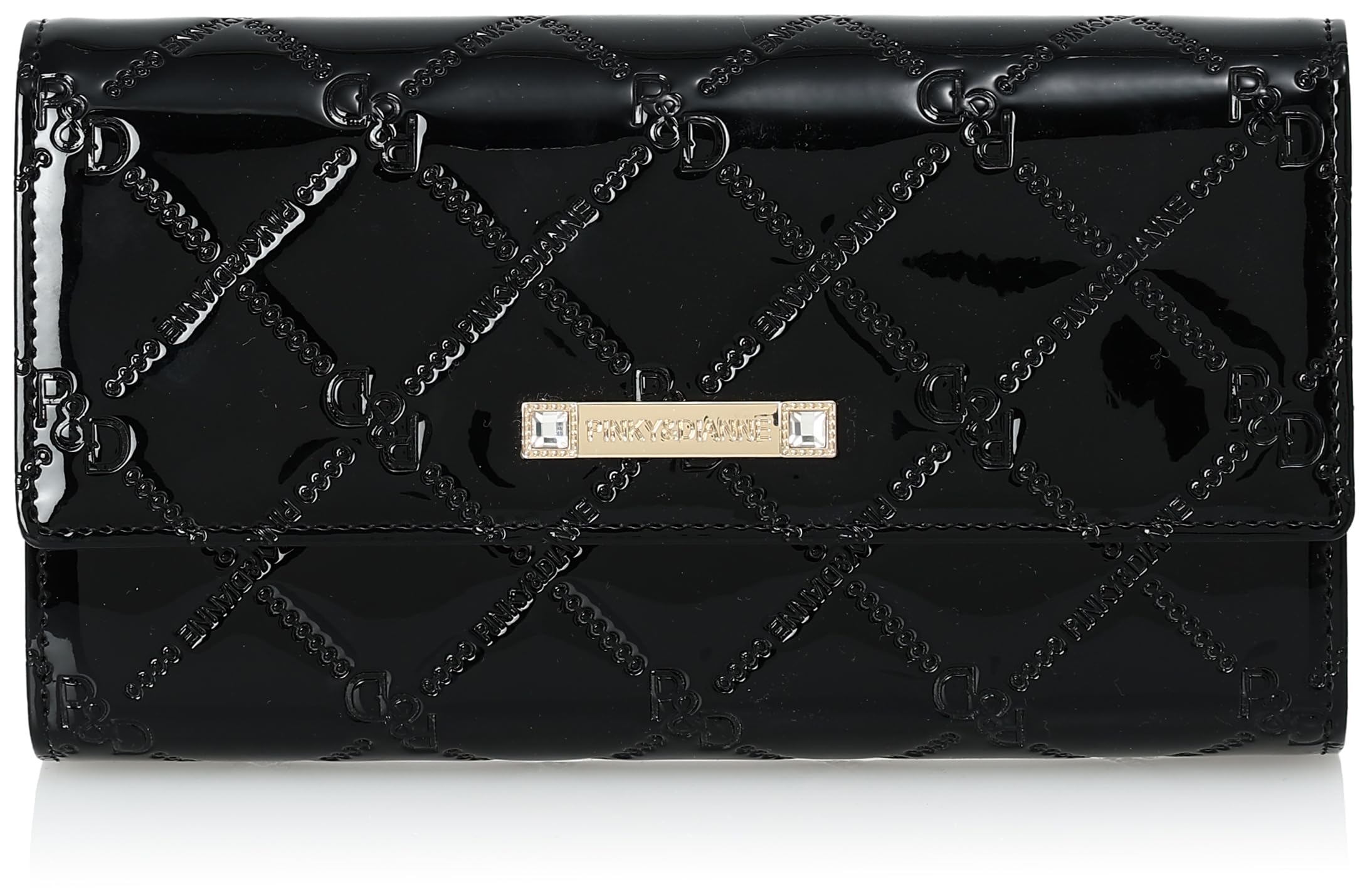 

and Long Cover Wallet Plaid Pattern with Original Logo Pearl Enamel Adult Cute Card Storage Large Capacity PDLWFAT1 Black [Pinky Diane] [Common чорний