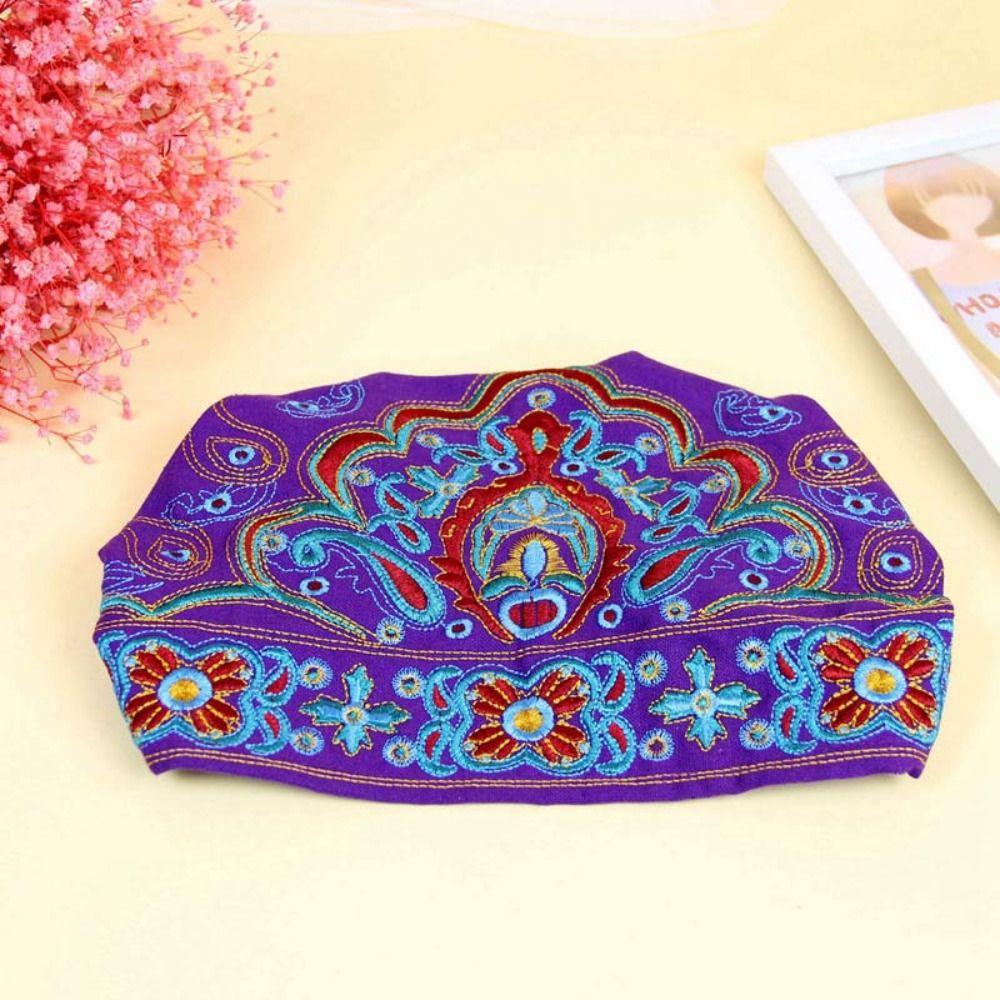 Cashew Flower Ethnic Style Skullies Hat Embroidery Canvas Cold Cap Flower Beanies Cap Female/Girls
