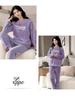 Pajama Embroidered Elastic Flannel Top and Warm and Long Logo Elastic Open Long Elastic Loose Casual Fashion for and Winter [xppe] Women's Set, Pants,