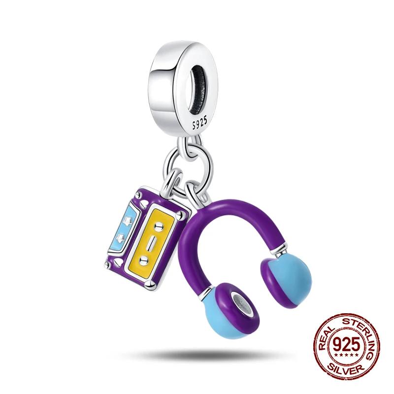 Music Lovers Earphone Tapeguitar Sax Musical Charms Beads Fit Copper Bracelets Diy Jewelry Women Party Gift