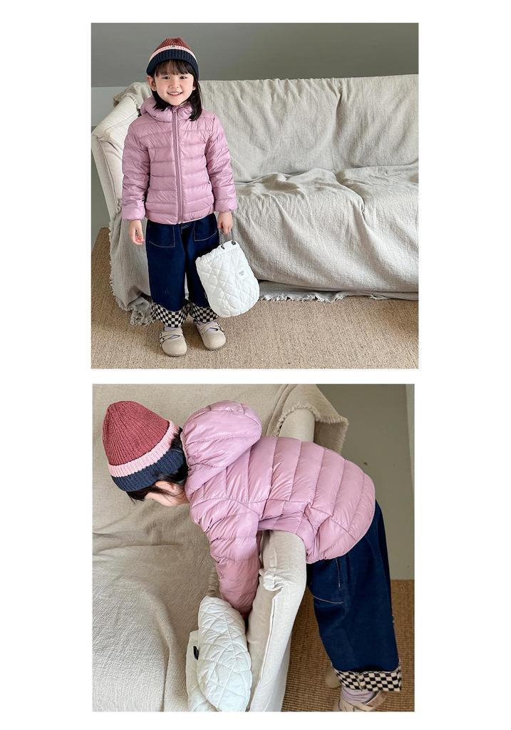Piumino Leggero per Bambini: Capispalla con Cappuccio a Colore Unito per Bambini Piccoli