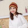 Women Stripe Hat Ruffle  Hat  Scarf  Collar Turban Head Wrap Cap