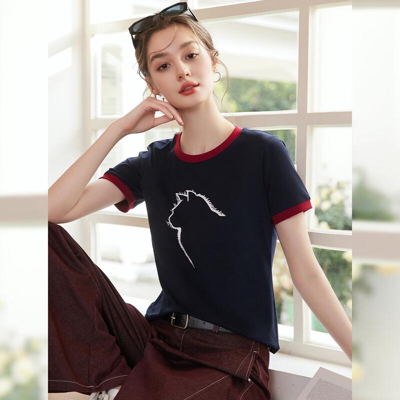 T-shirt da donna Bailuyu con stampa a contrasto