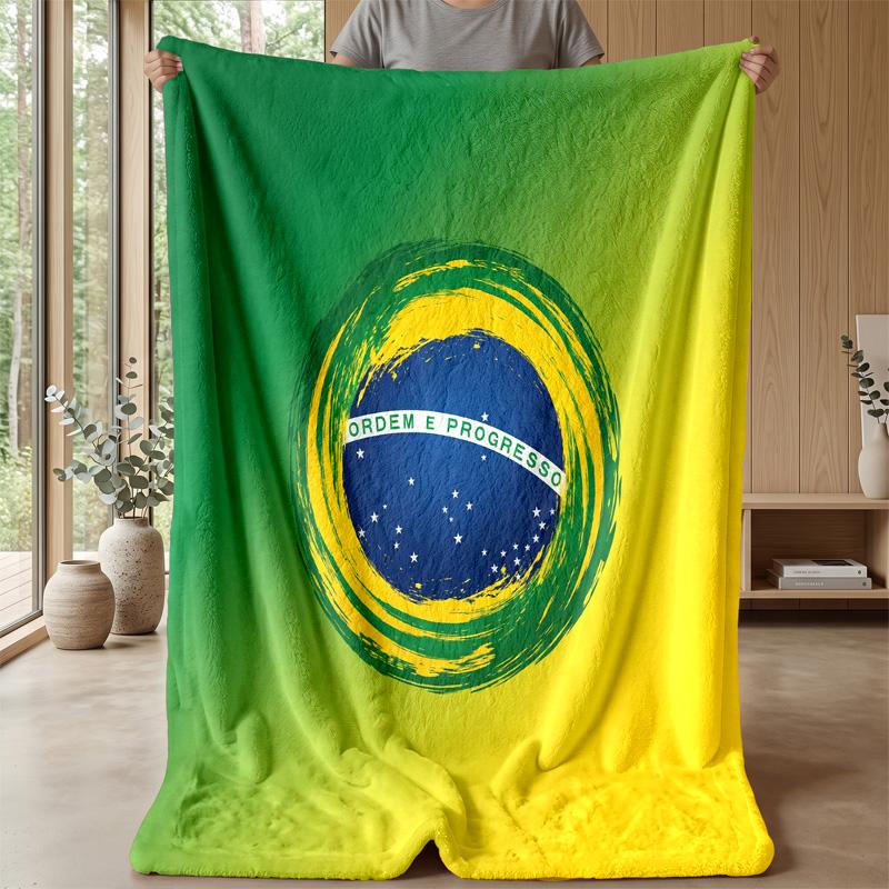 Coperta in Flanella Stampata Calcio Brasile Amica della Pelle Calda Decorativa Plaid per Divano Letto Interno Uso Quotidiano