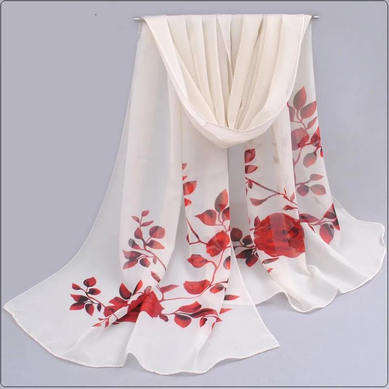 Spring And Summer Women Scarf New Pashmina Shawl Printed Cape Silk Chiffon Polyester Tippet Muffler 60*160Cm