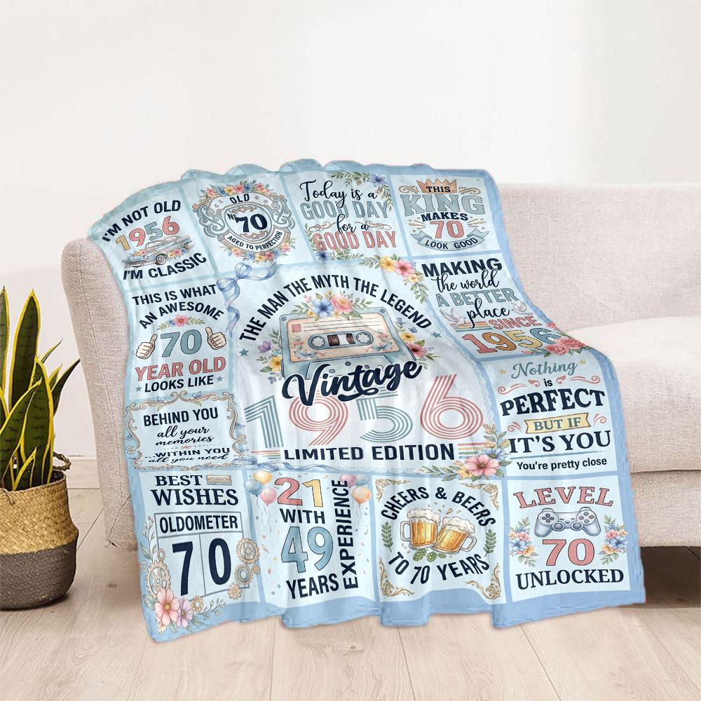 Vintage Celebration Blanket Soft & Cozy Perfect for Chair Office Chair Couch Four Seasons Multipurpose Playful Design Gift for Travel Home Birthdays