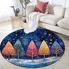 Winter Forest Round Area Rug,Carpet Rug for Living Room Bedroom Sofa Playroom Decor,Non-slip Floor Mat