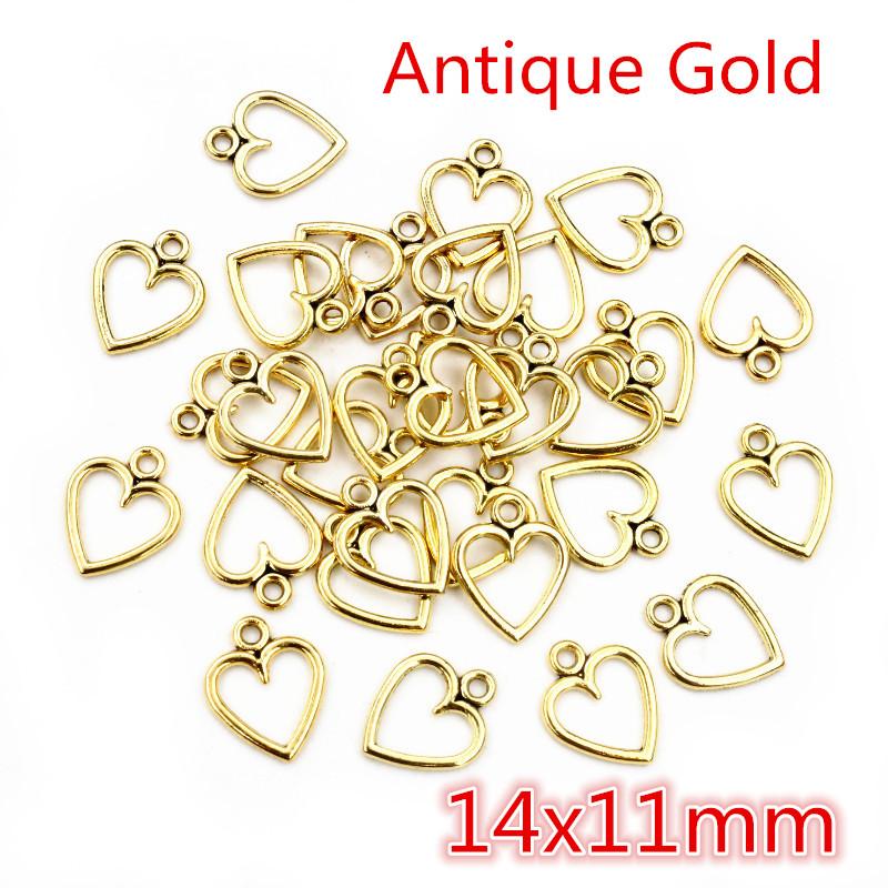 100PCS Picture Color Hollow Hearts Charms Geometry Pendant Metal Alloy DIY Necklace Bracelet Earrings Marking