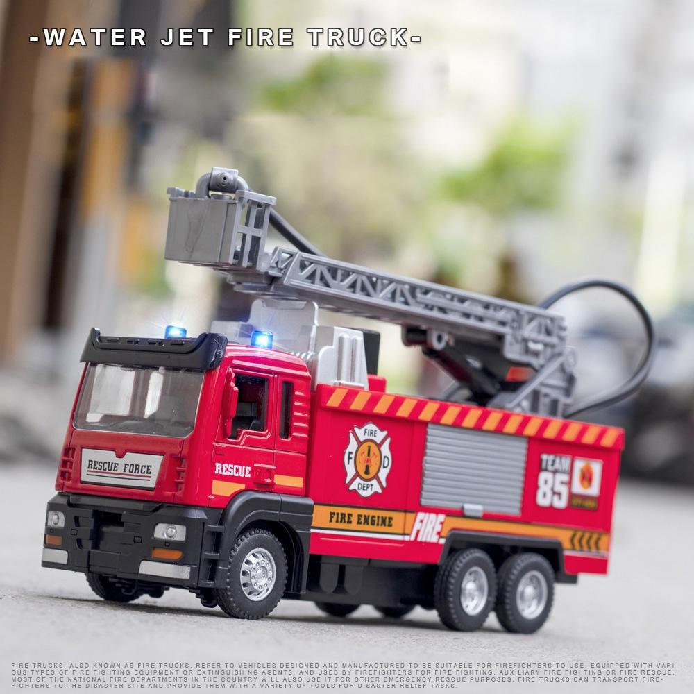 Non-Toxic Water Spray Fire Truck Toy Simulation Alloy Sound And Light Ladder Rescue Fire Truck Car Model Children'S Toys Birthday Gift