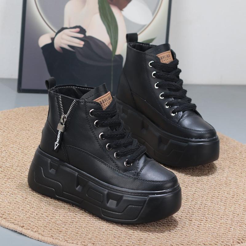 Mode 8CM Platå Sneakers för Kvinnor Höga Skor Kilklack Ankelstövlar Kvinnor Fritidsskor Vita Sneakers Promenadskor