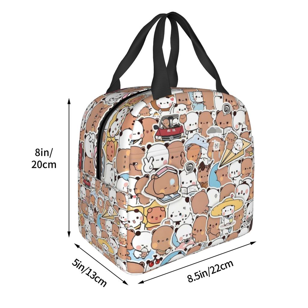 Bubu Dudu Pfirsich und Goma Bär Cartoon Isolierte Lunchtasche für Picknick im Freien Panda Wasserdichte Thermokühlbox Lunchbox
