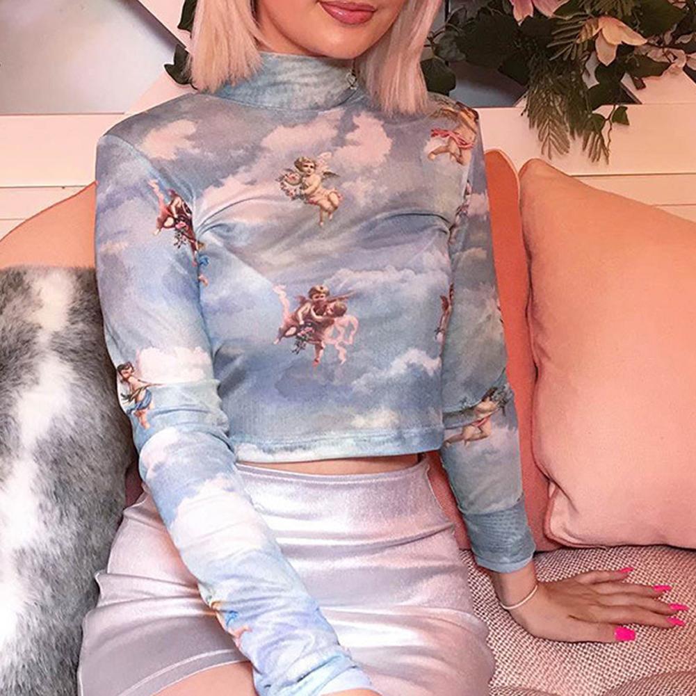 Tees Angel Printed Summer Mesh Tops 