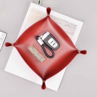 Practical Faux Leather Fashion Anti-slip Desktop Jewelry Cosmetic Plate Tray Key Plate