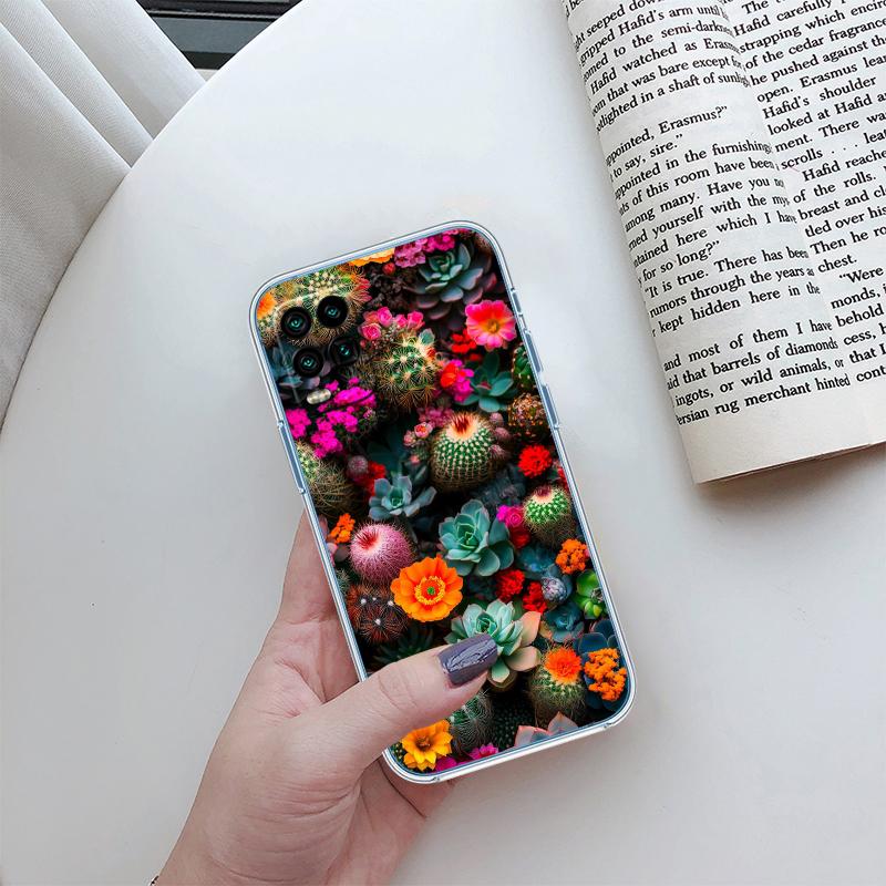 

BH48 Watercolour Cacti Succulent Transparent Phone Case for Motorola Moto G7 G8 G9 G84 G85 G73 G24 G15 Z2 Play Power Plus Motorola Moto G8