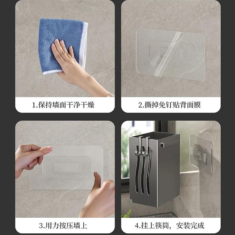 1-Piece Kitchen Utensil Rack-Multifunctional Draining Chopstick Holder,Wall-Mounted or Freestanding Cutlery Storage Box, Plastic