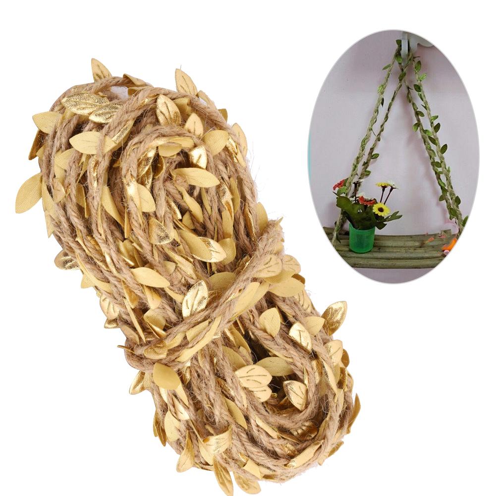Corde de feuilles artificielles de 10 m Guirlande de vigne Tissage Chanvre Bricolage Décoration de maison Fête de mariage Doré