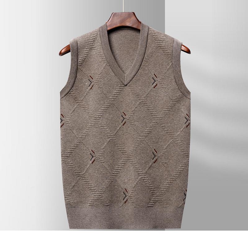 

Thickened V-neck Sweater for Middle-aged and Elderly People Vest Male Dad Loose Tank Top Grandpa Pullover Knitted Warm Vest Winter. 4XL