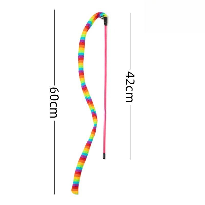 

1PC Funny Cat Toy Caterpillar Cat Teaser Wand Interactive Toys Feather Colorful Rod Teaser Wand Pet Supplies