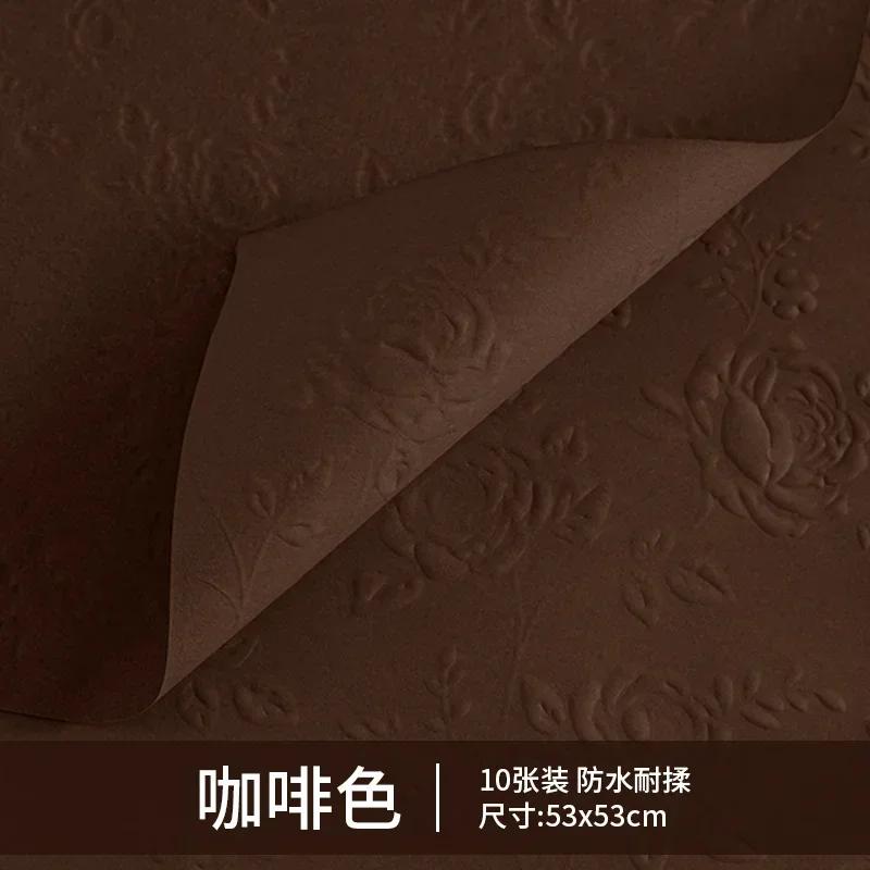 10piece 50x50cm 3D Flower Bouquet Wrapping Paper 3D Rose Texture Kraft Paper Floral Materials Birthday Gift Packaging Party Deco