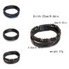 Geometric Style Mens Weaving Leather Wristband With Bead Design For Fashion And Travel