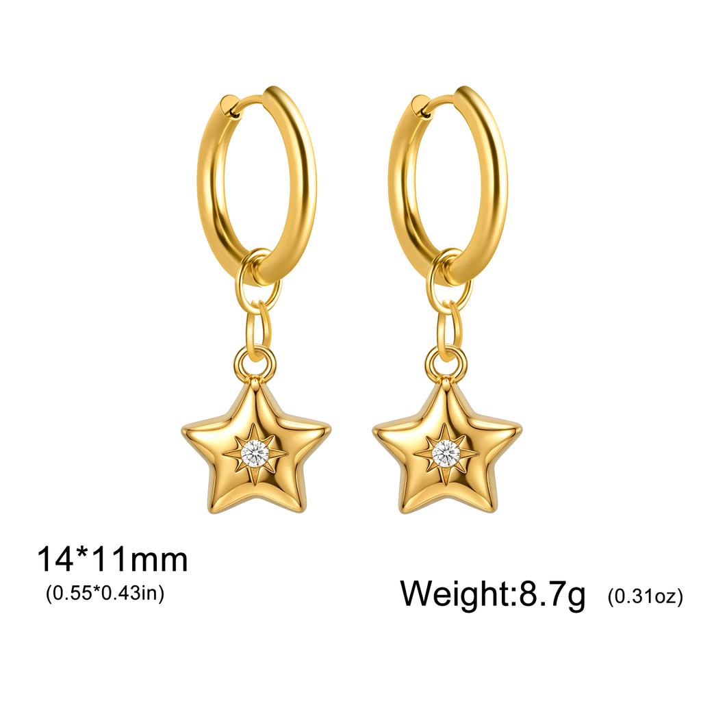Xiaomi Skyrim Heart Star Shell Flower Clear Zircon Drop Earring Stainless Steel Gold Color Minimalist Hoop Earrings Women Jewelry Gift