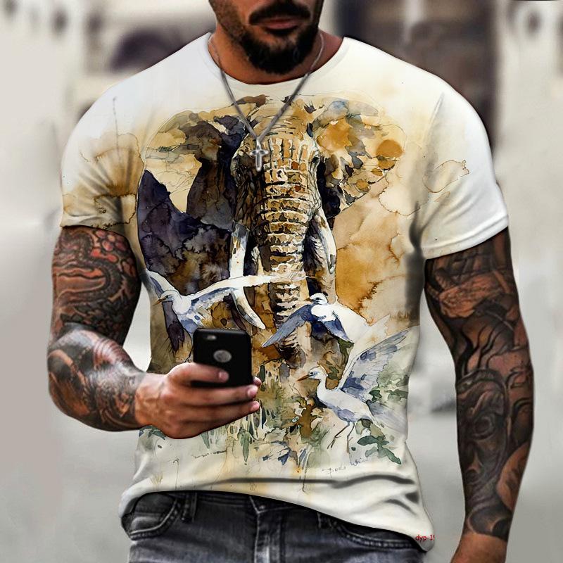 3D Animal T Shirt Man 3D Printing Tees Elephant Dog Tiger T Shirts Hip Hop Men Casual Short Sleeve T Shirts Summer Top