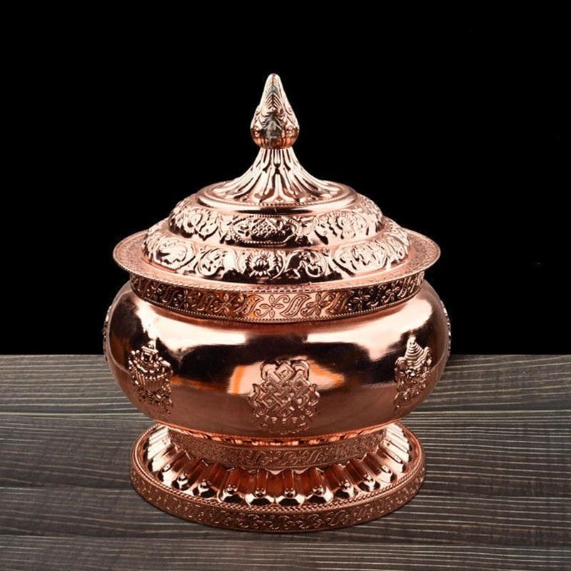 Tibetan Toba Bottle Food Organizer Tantric Metals Handicraft Buddhist Auspicious Tribute Home Gift Collection Desktop Decorative
