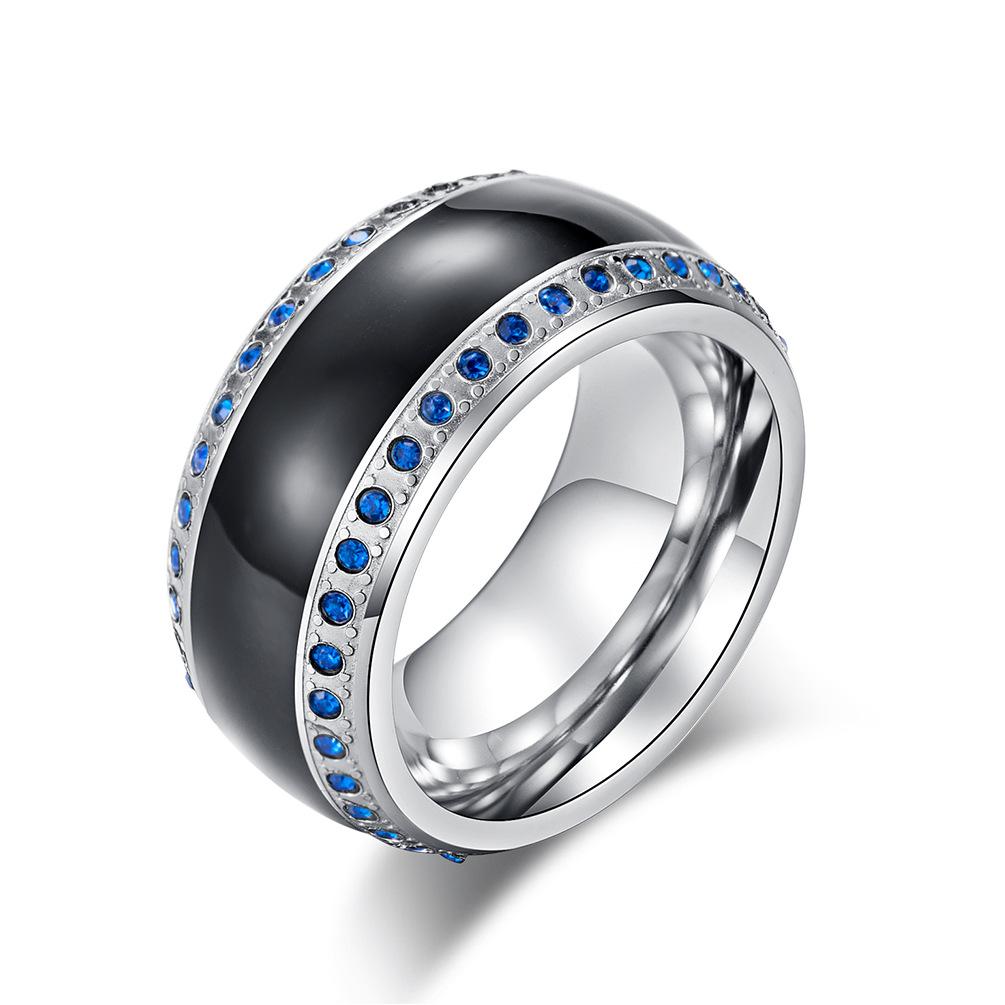 Qianfeng Jewelry New Titanium Steel Mens Mighty Diamond Set Ring