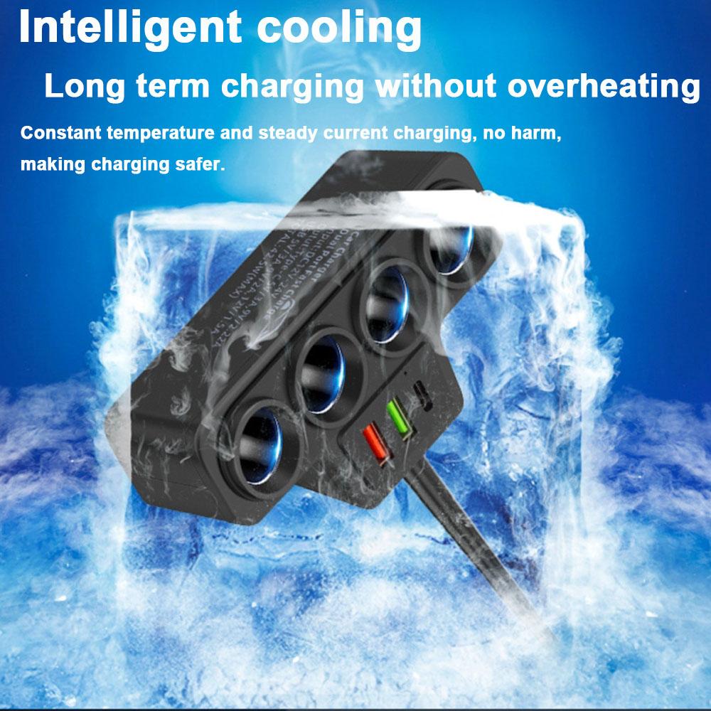 120W Car Phone Charger Cigarette Lighter Adapter PD 4 In 1 3.1A QC3.0 Multi Ports Quick Charge USB Charging Socket Splitter Plug