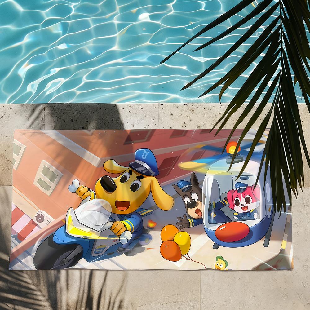 Cartoon S-Safety S-Sheriff L-Labrador Towel Towels For Beaches Yoga Studios Gyms Hot Springs Swimming Pools And Picnics