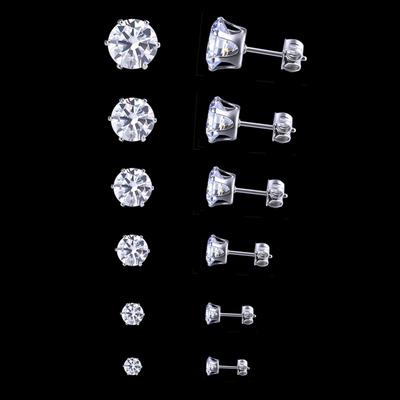 6 paires/lot mode mosaïque blanc Aaa Cz noir hommes boucles d'oreilles ensembles petite boucle d'oreille pour les femmes Simple oreille bijoux